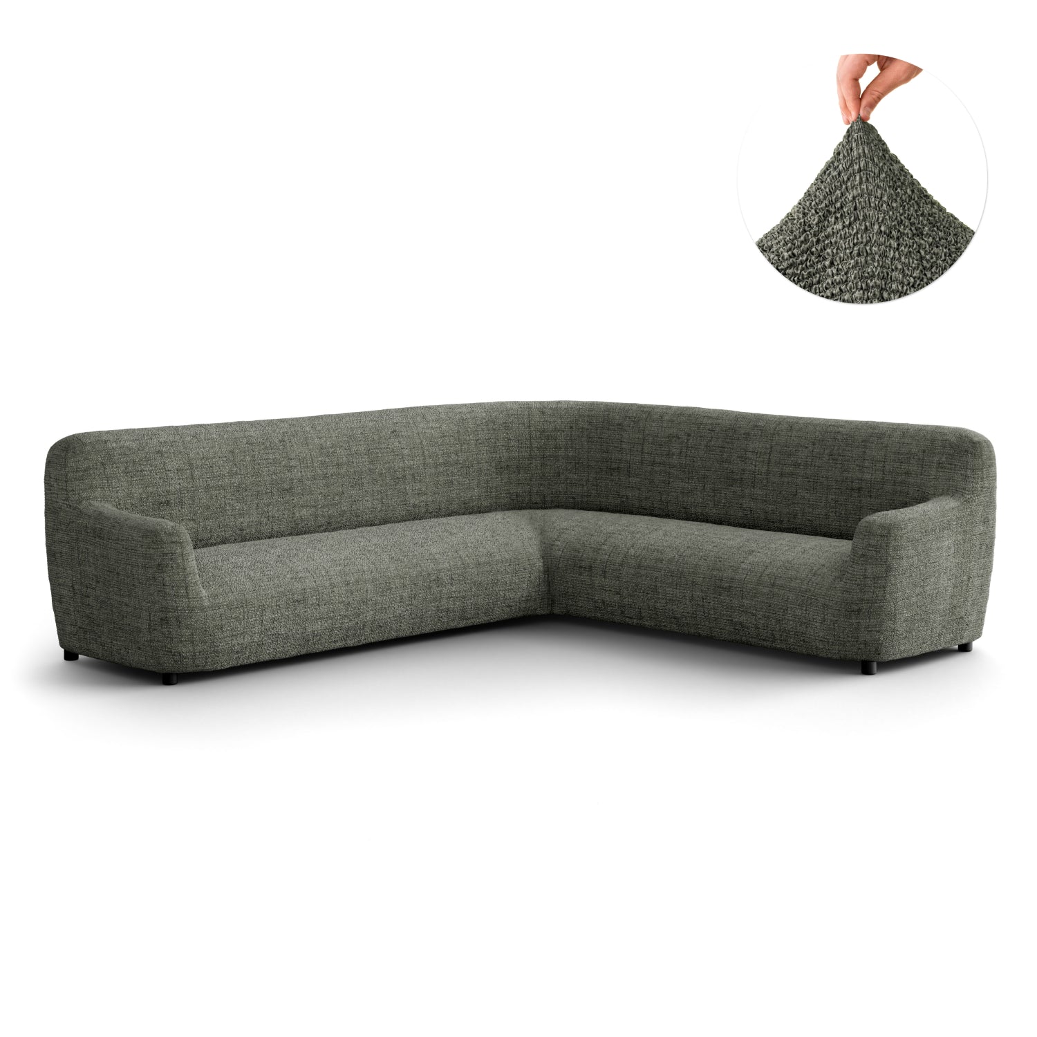 Mossy Grey Corner Sofa Slipcover, Microfibra Printed Collection