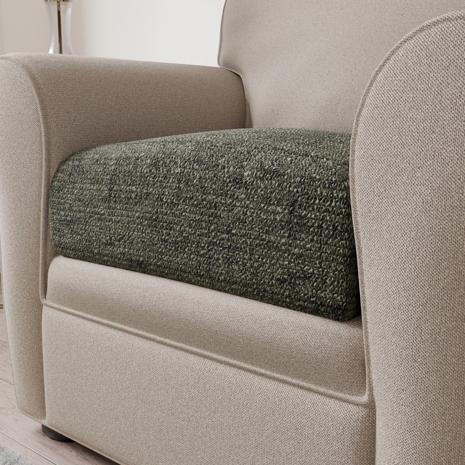 Mossy Grey Seat Cushion Cover, Microfibra Printed Collection