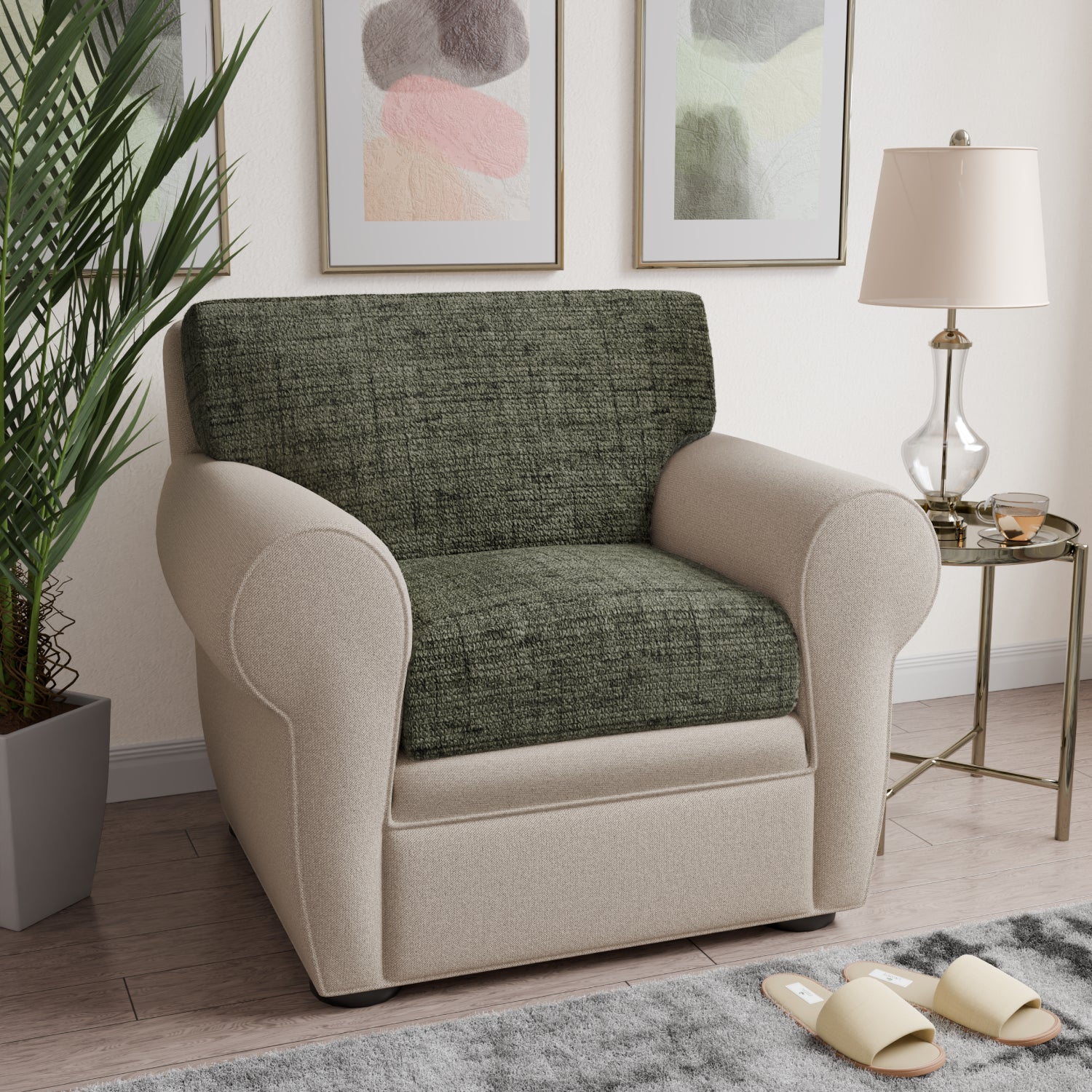 Mossy Grey Seat Cushion Cover, Microfibra Printed Collection