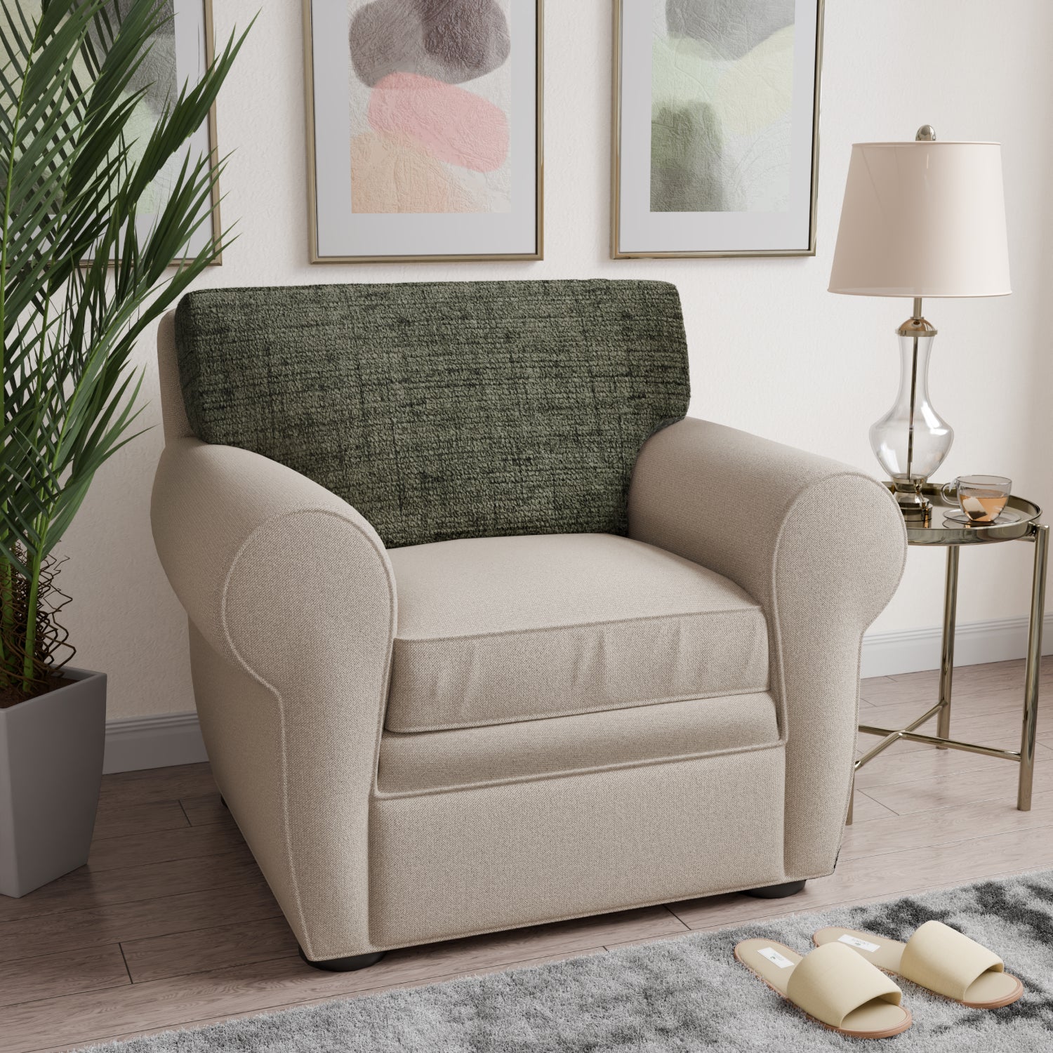 Mossy Grey Seat Cushion Cover, Microfibra Printed Collection