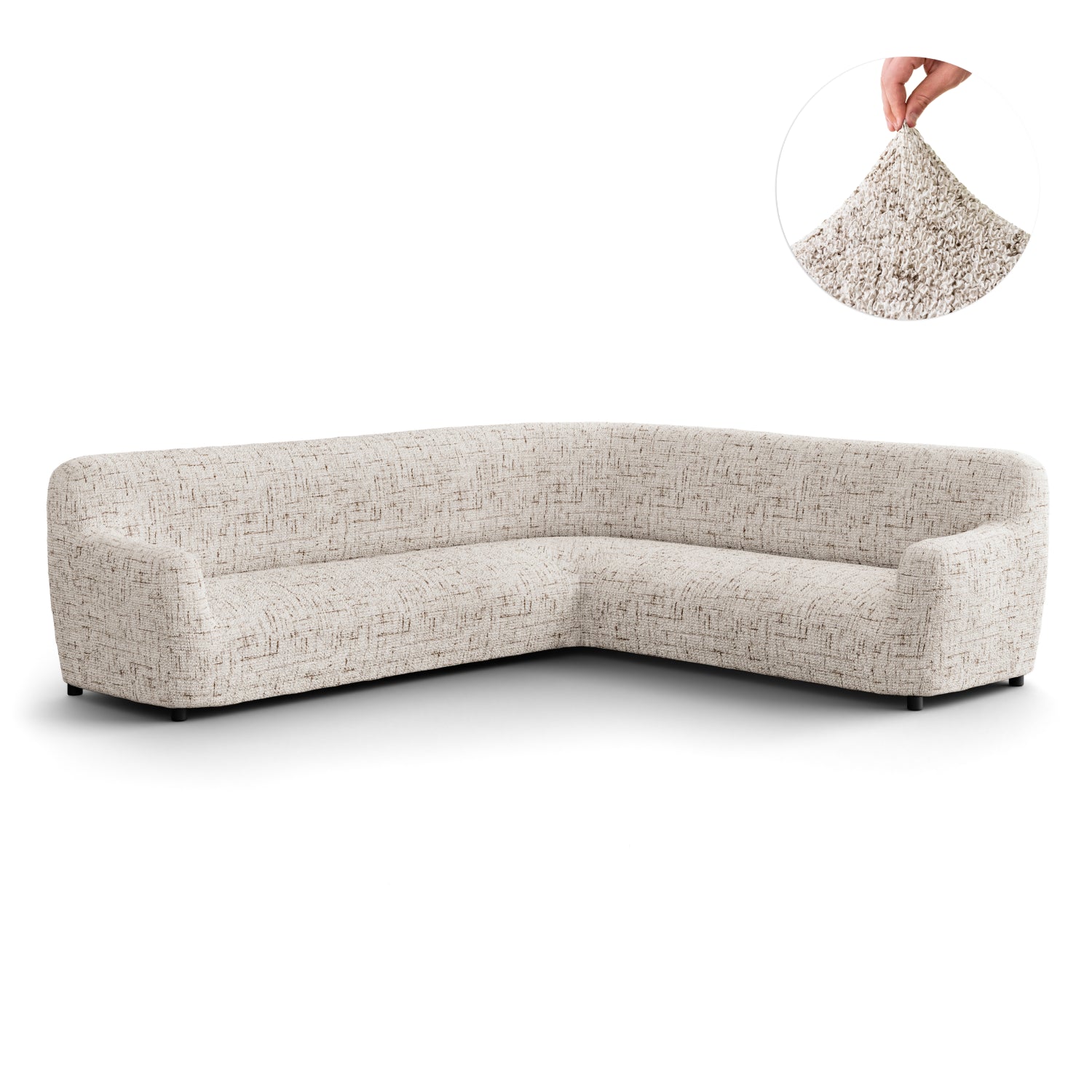 Vittoria Beige Corner Sofa Slipcover, Microfibra Printed Collection