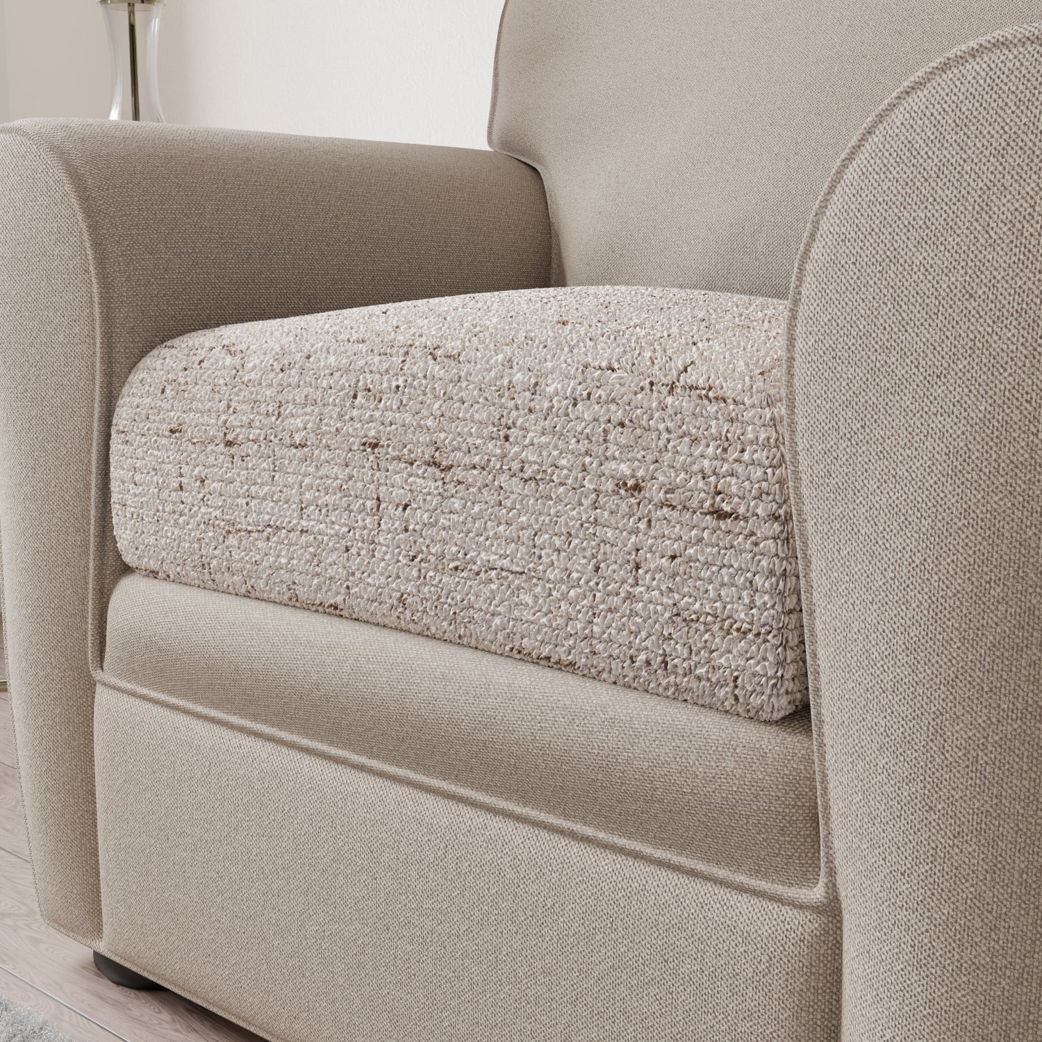 Vittoria Beige Seat Cushion Cover, Microfibra Printed Collection