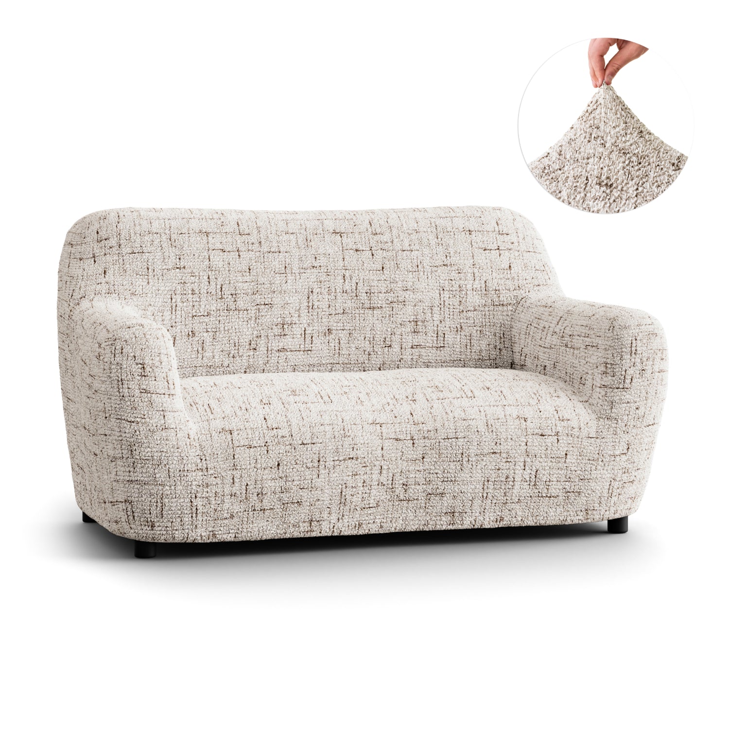 Vittoria Beige Loveseat 2 Seater Slipcover, Microfibra Printed Collection