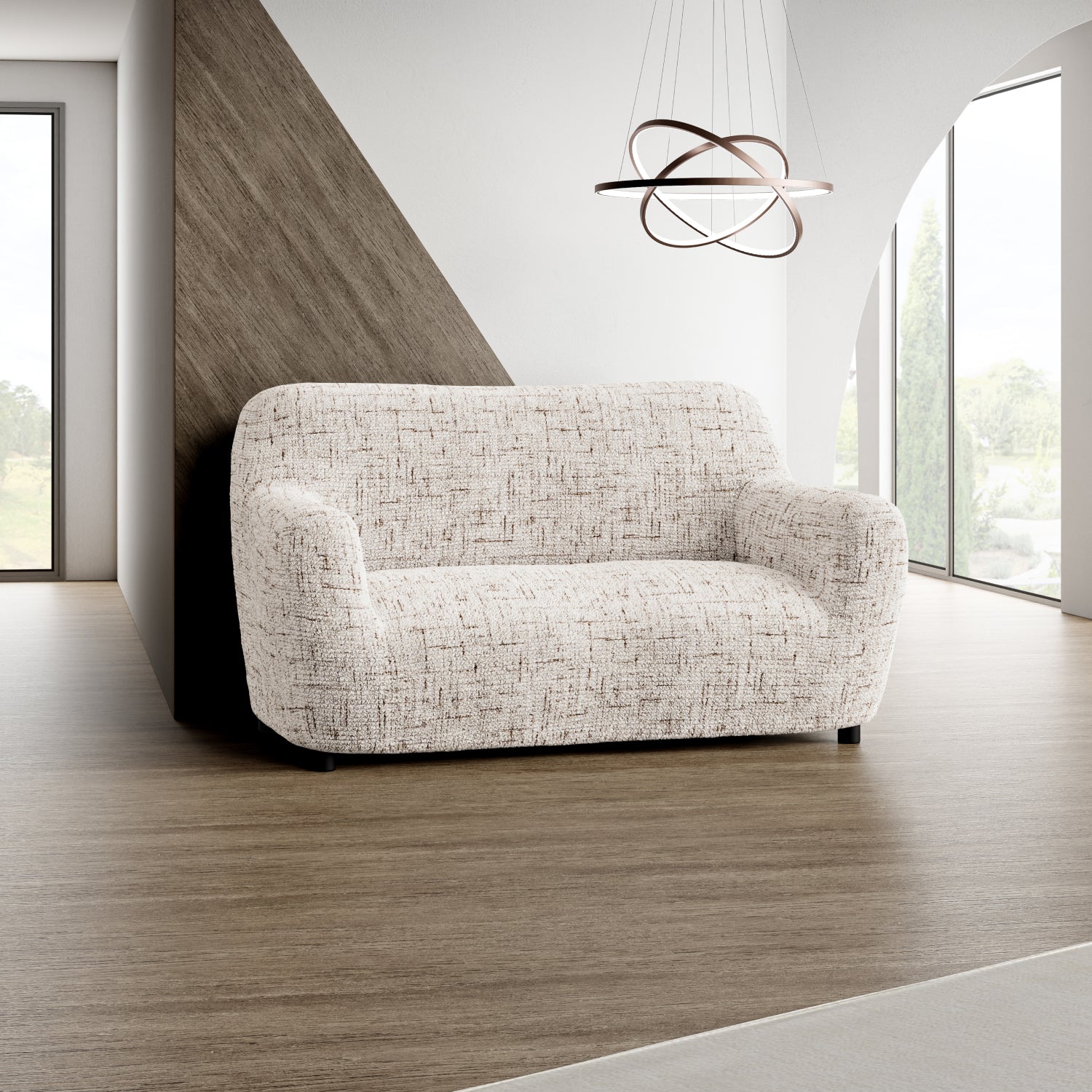 Vittoria Beige Loveseat 2 Seater Slipcover, Microfibra Printed Collection