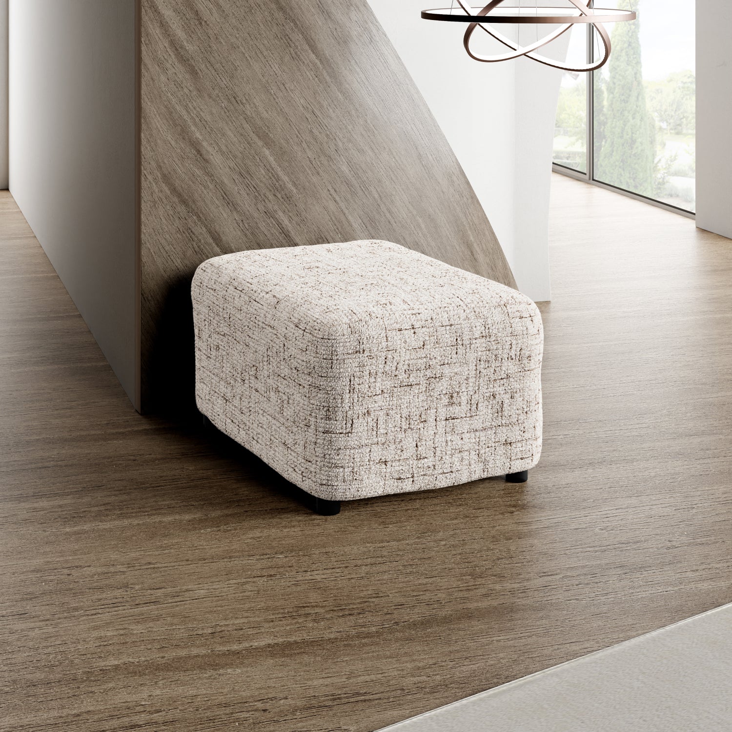 Vittoria Beige Ottoman Slipcover (Medium), Microfibra Printed Collection