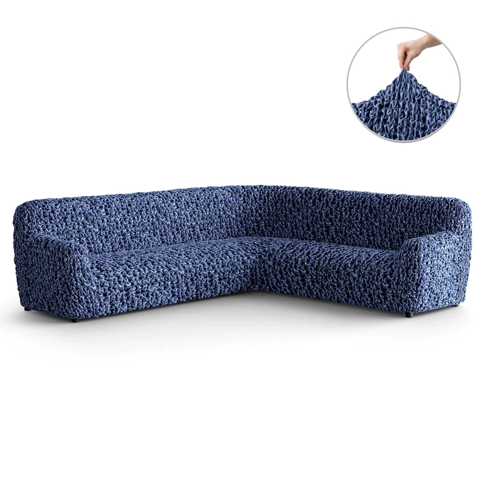 Navy Blue Corner Sofa Slipcover, Fuco Velvet Collection