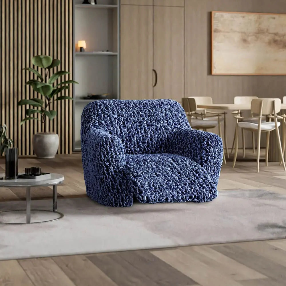 Navy Blue Reclining Armchair Slipcover, Fuco Velvet Collection