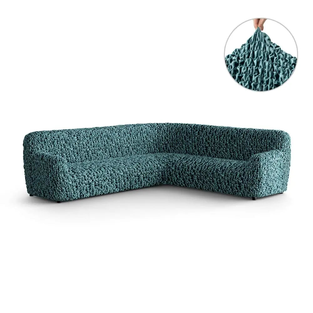 Teal Corner Sofa Slipcover, Fuco Velvet Collection