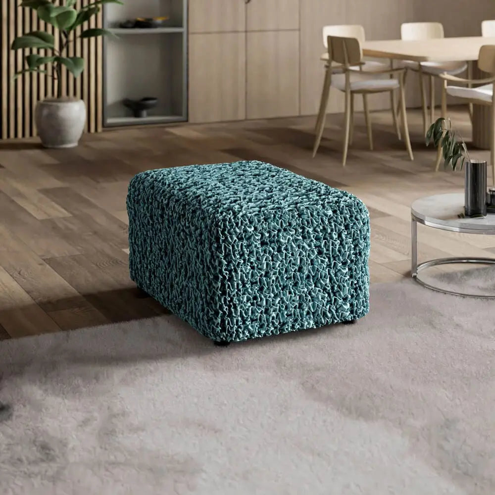 Teal Ottoman Slipcover (Medium), Fuco Velvet Collection