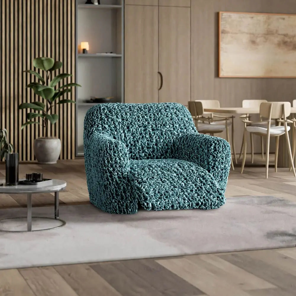 Teal Reclining Armchair Slipcover, Fuco Velvet Collection