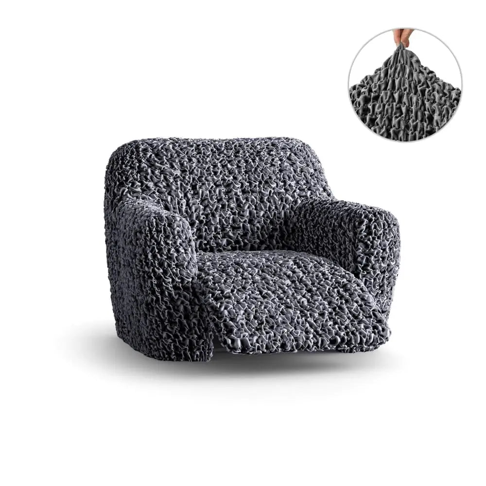 Grey Reclining Armchair Slipcover, Fuco Velvet Collection