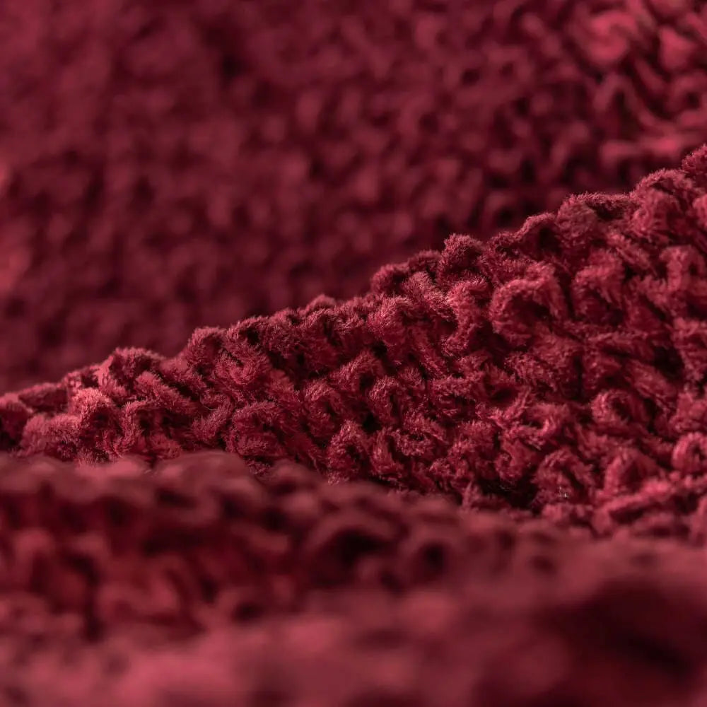 Burgundy L-Shaped Sofa Slipcover (Right Chaise), Velvet Collection