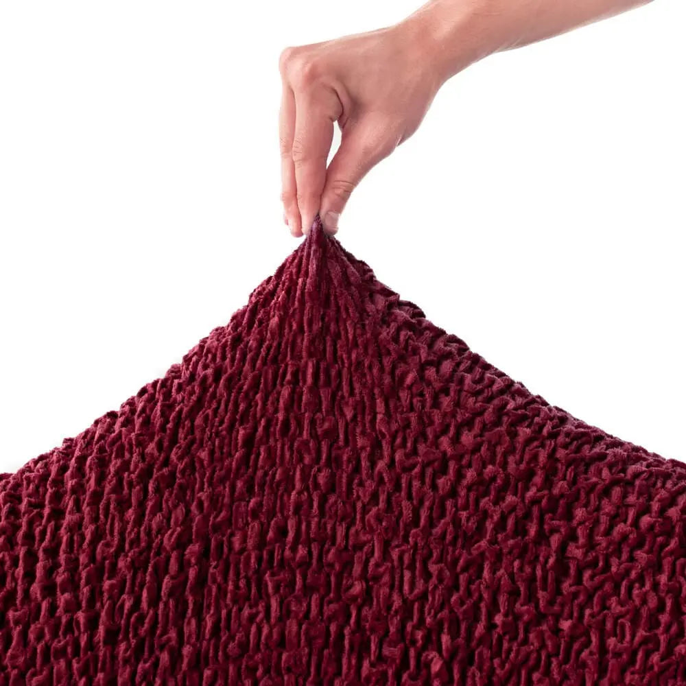 Burgundy L-Shaped Sofa Slipcover (Right Chaise), Velvet Collection