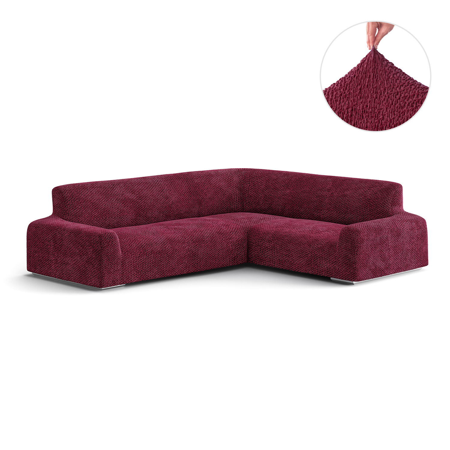 Burgundy Corner Sofa Slipcover, Velvet Collection