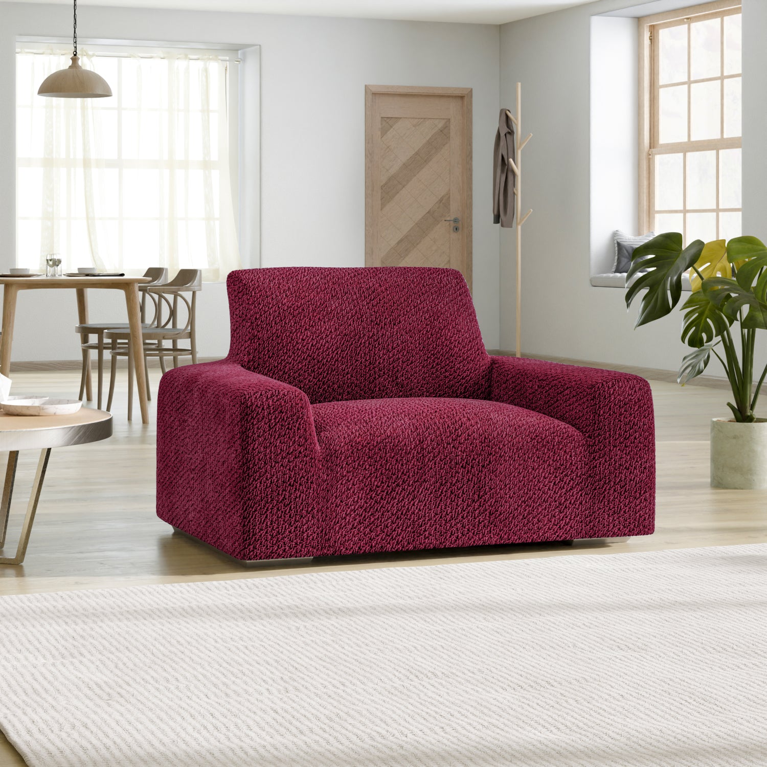 Burgundy Armchair Slipcover, Velvet Collection