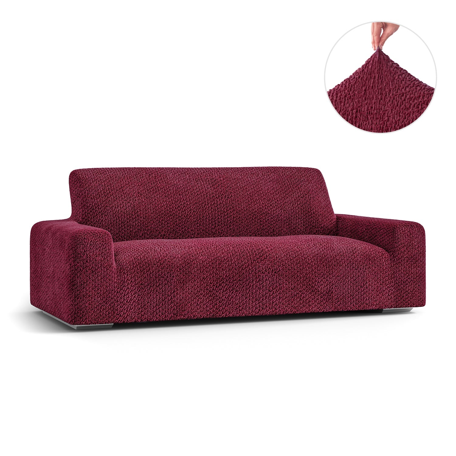Burgundy Sofa 3 Seater Slipcover, Velvet Collection