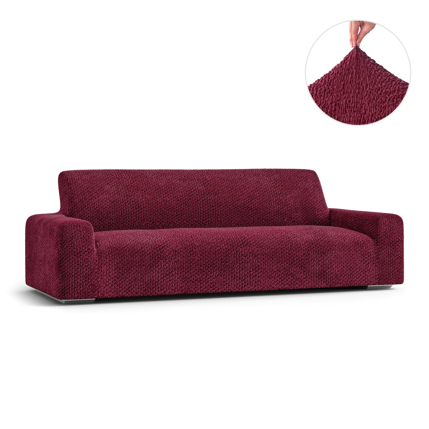 Burgundy Sofa 4 Seater Slipcover, Velvet Collection