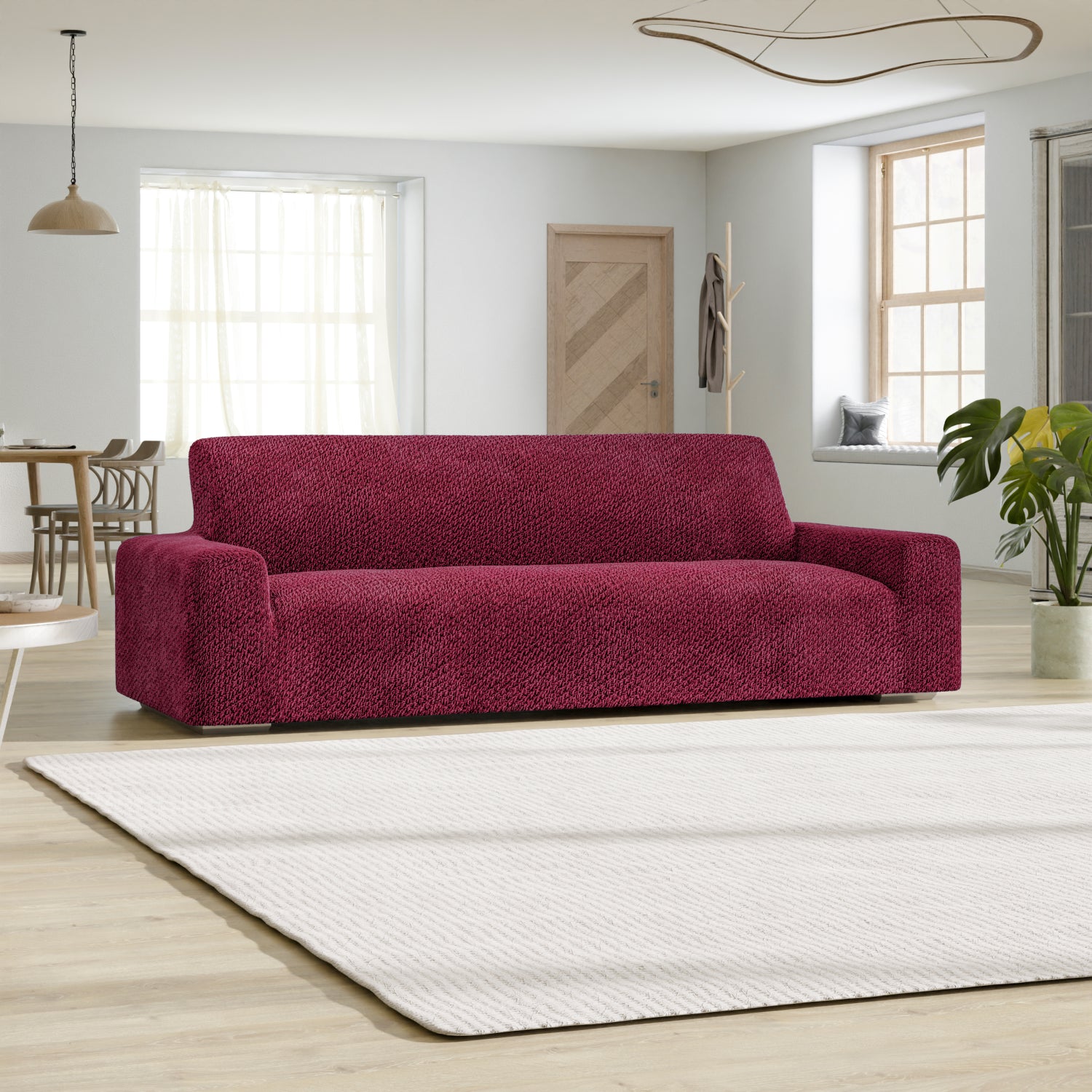 Burgundy Sofa 4 Seater Slipcover, Velvet Collection