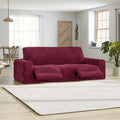 Burgundy 3 Seater Recliner Slipcover, Velvet Collection
