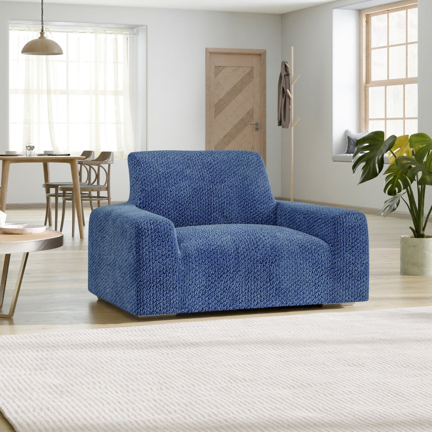 Blue Armchair Slipcover, Velvet Collection