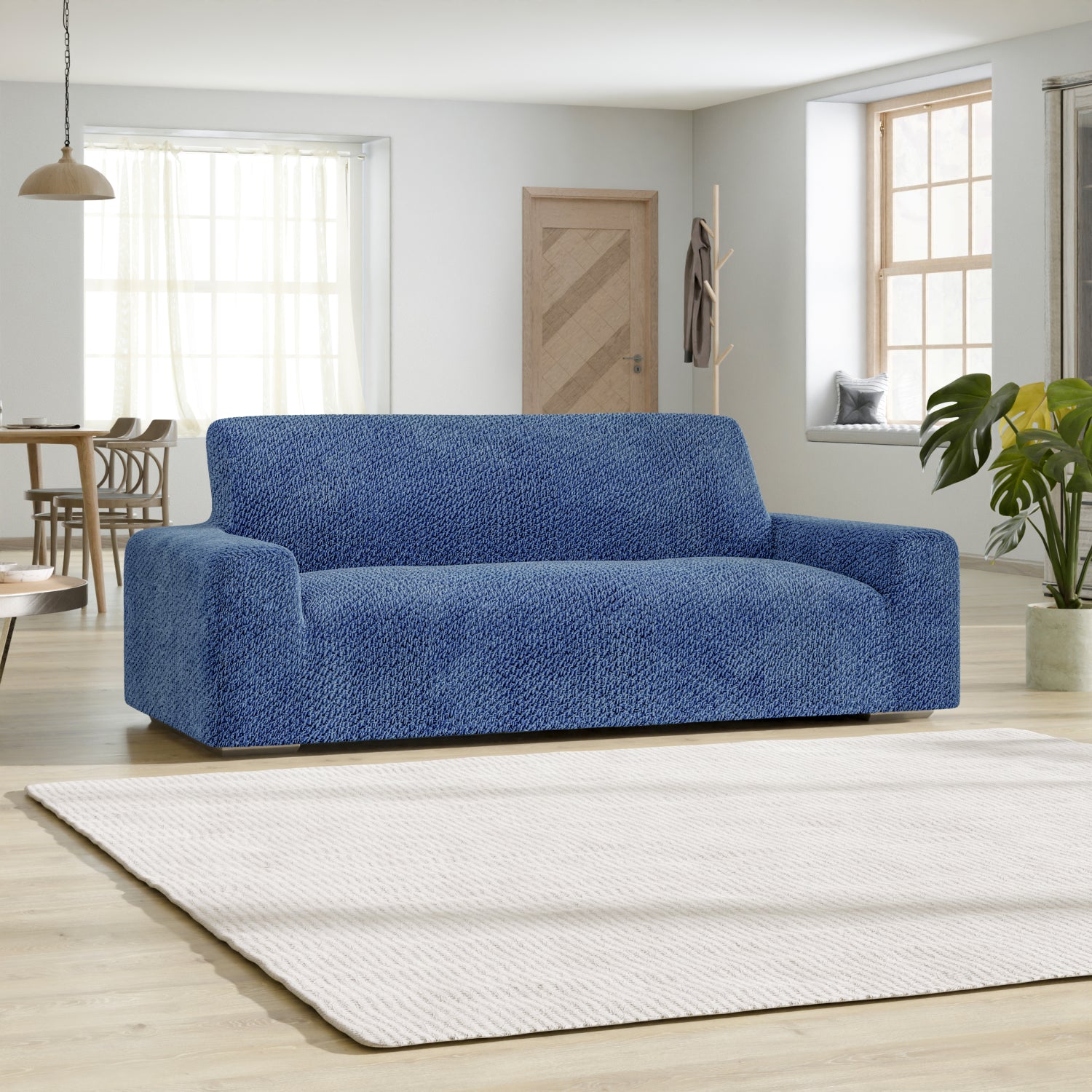 Blue Sofa 3 Seater Slipcover, Velvet Collection
