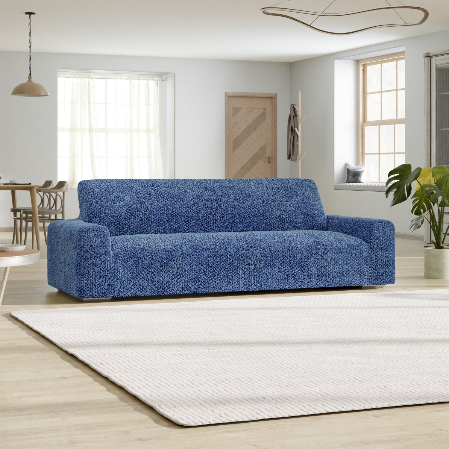 Blue Sofa 4 Seater Slipcover, Velvet Collection