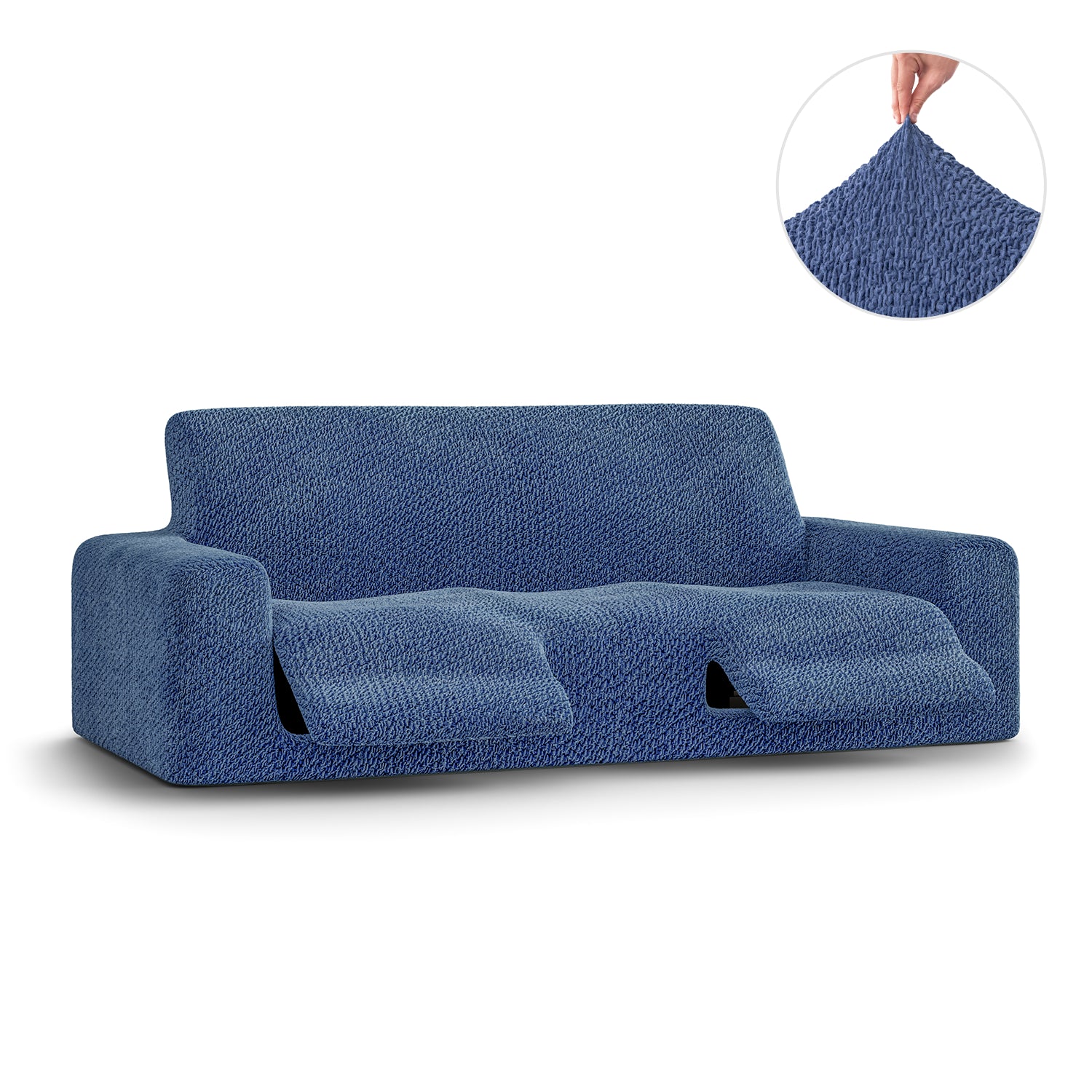 Blue 3 Seater Recliner Slipcover, Velvet Collection