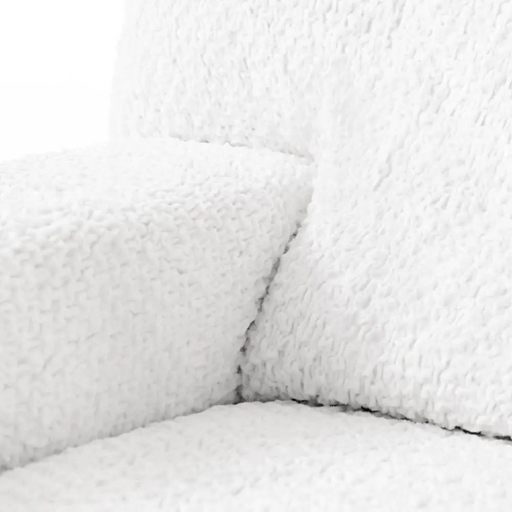 White 3 Seater Recliner Slipcover, Velvet Collection