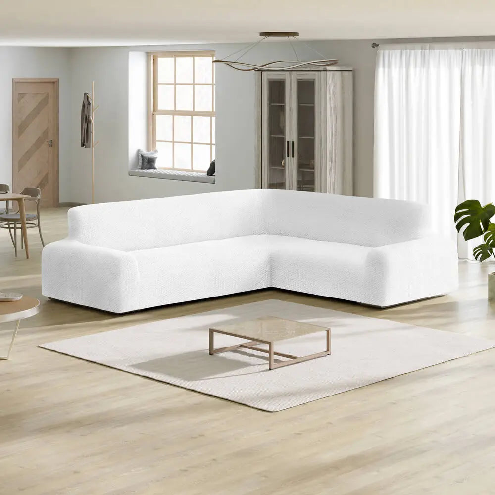 White Corner Sofa Slipcover, Velvet Collection