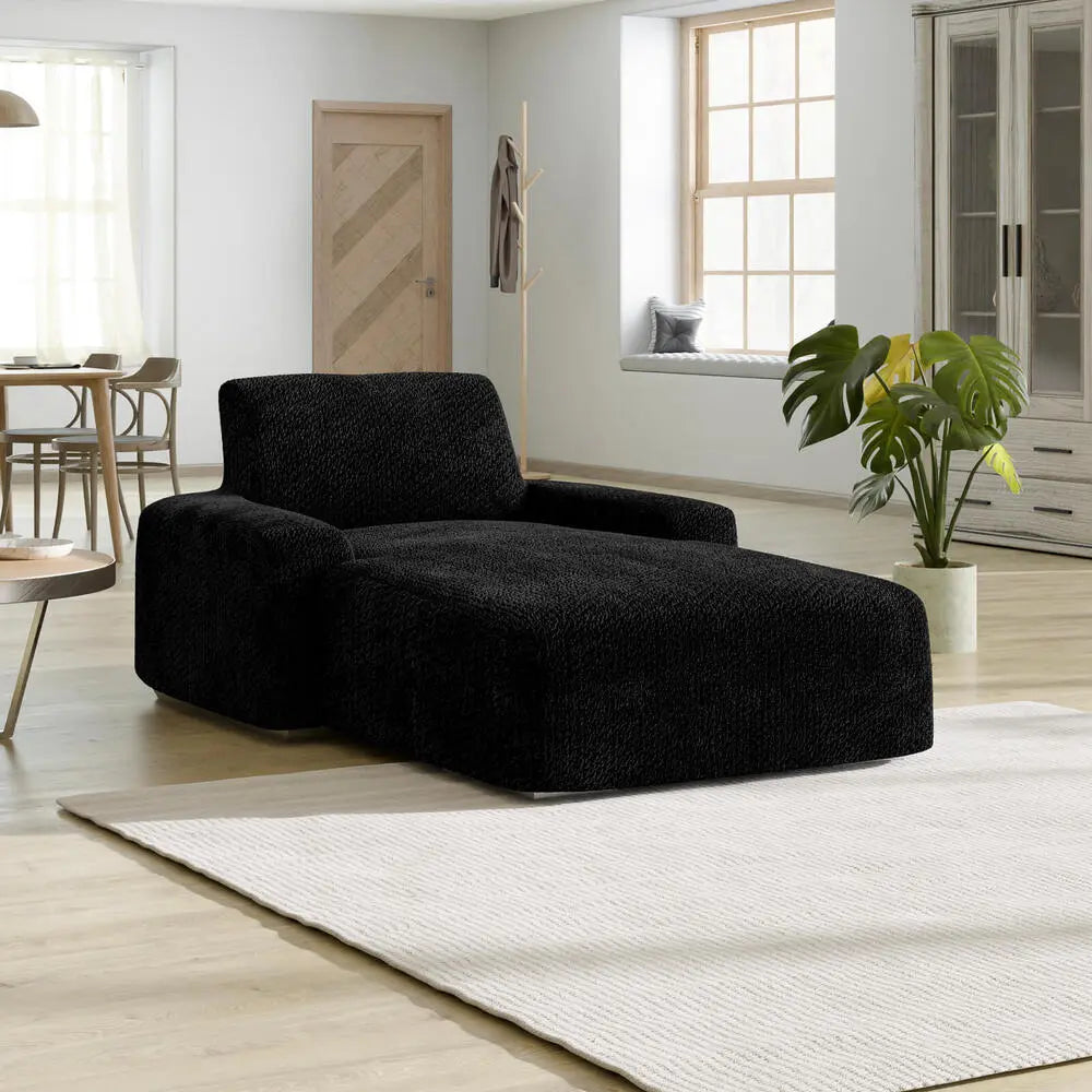 Black Chaise Lounge Slipcover, Velvet Collection