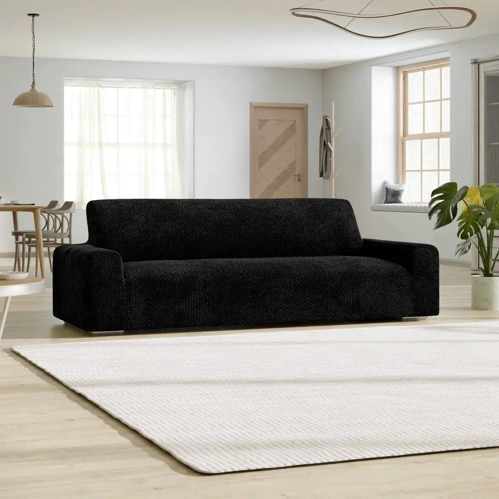 Black Sofa 4 Seater Slipcover, Velvet Collection