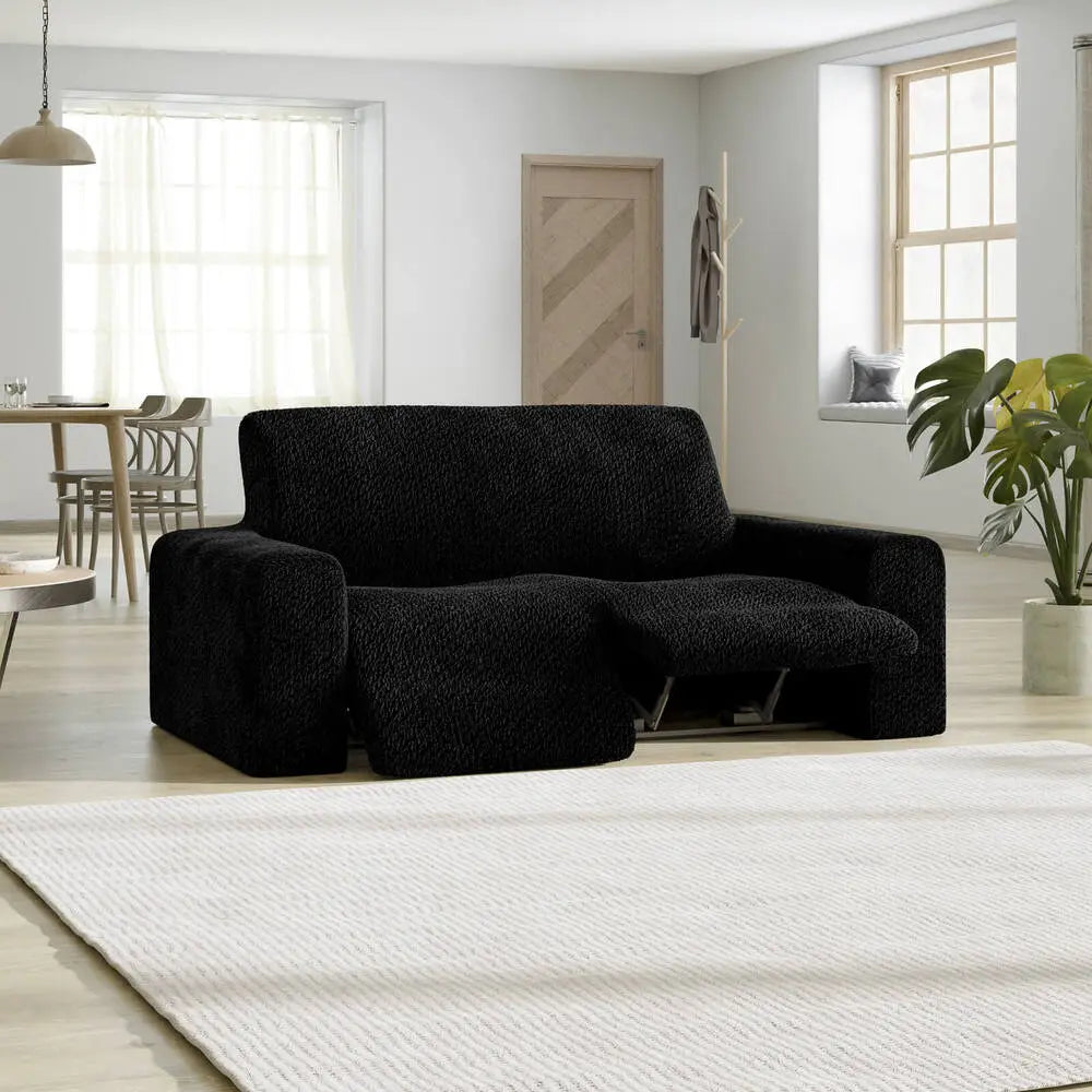 Black 2 Seater Recliner Slipcover, Velvet Collection