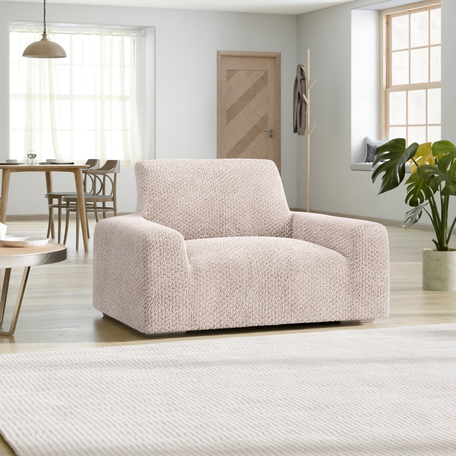 Ivory Armchair Slipcover, Velvet Collection