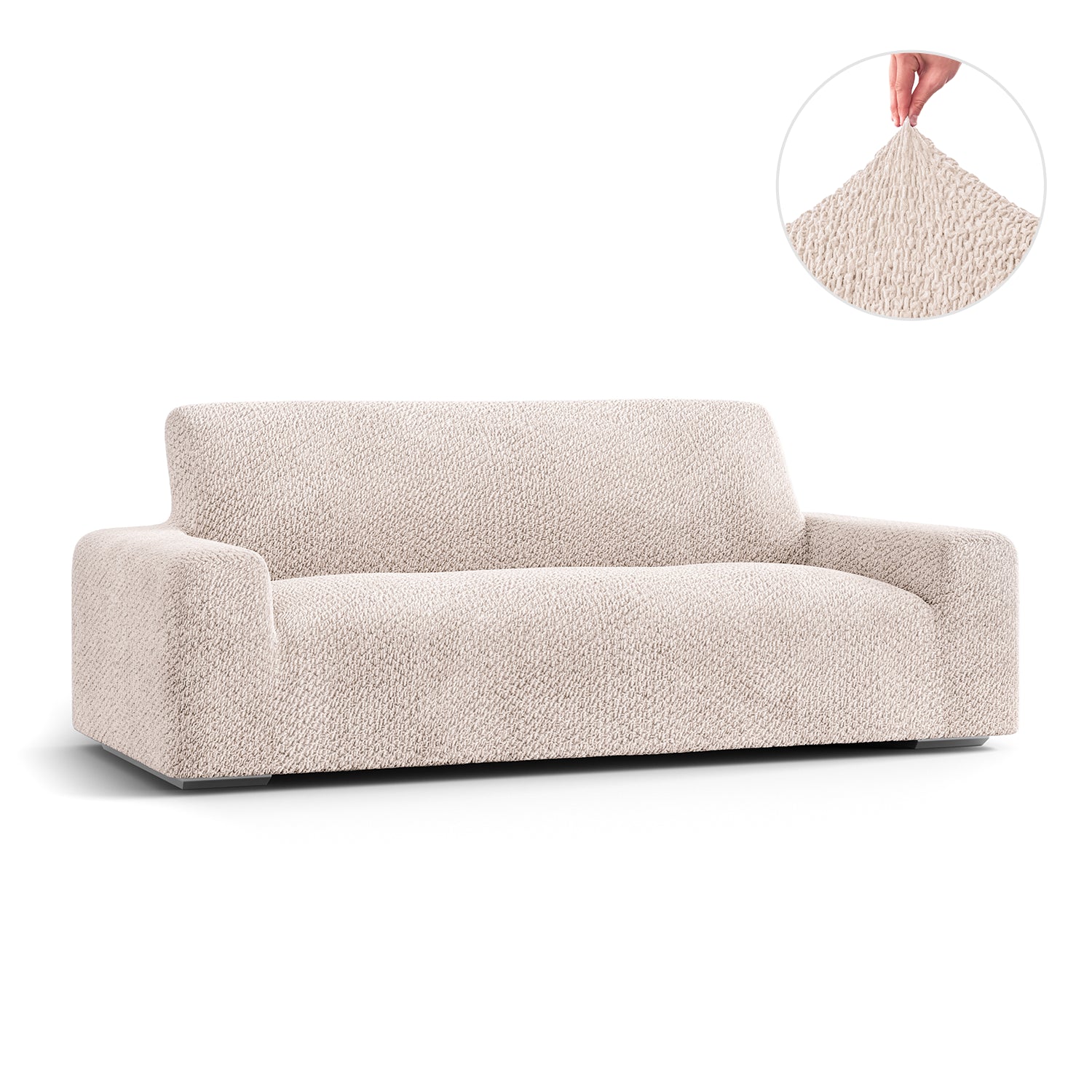 Ivory Sofa 3 Seater Slipcover, Velvet Collection
