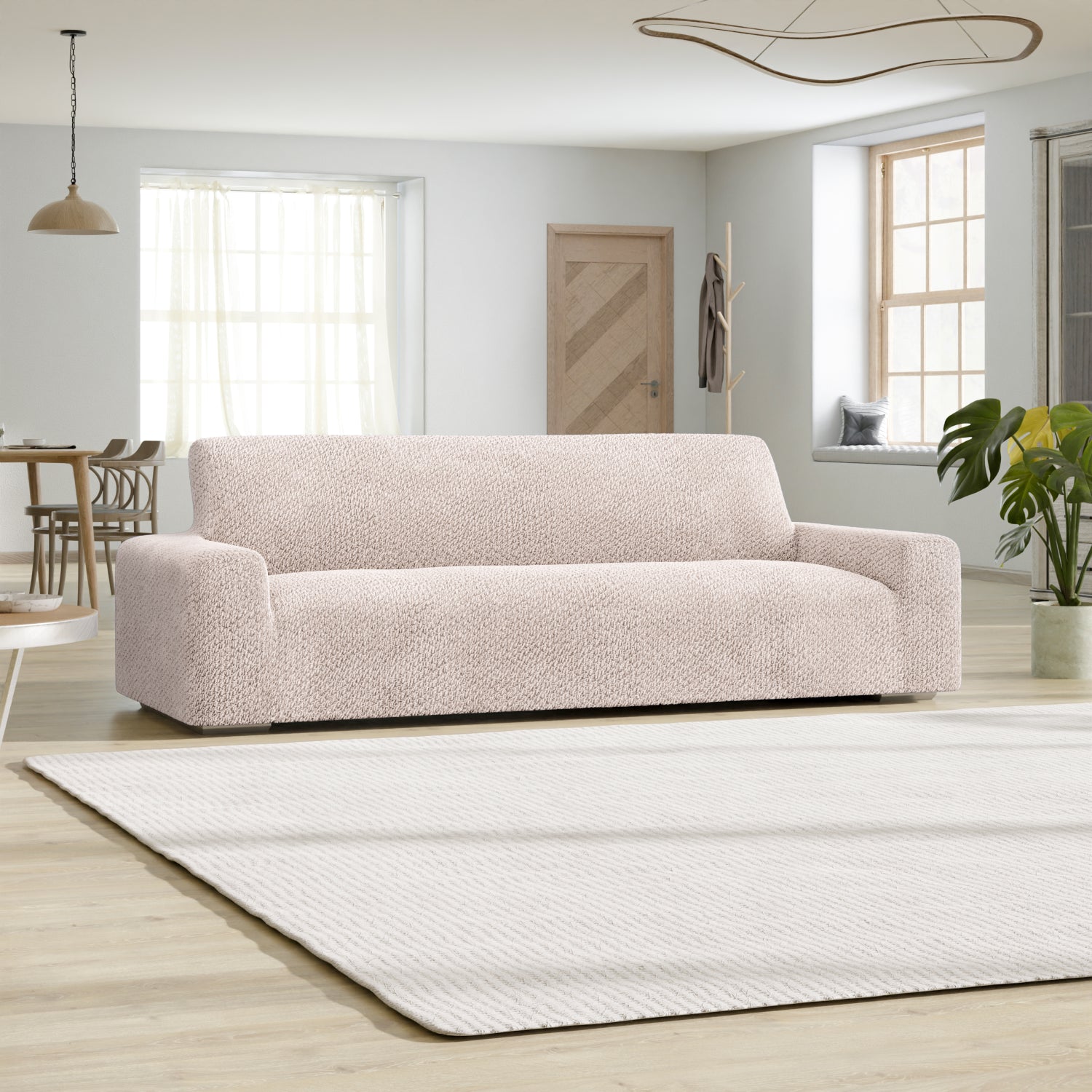 Ivory Sofa 4 Seater Slipcover, Velvet Collection