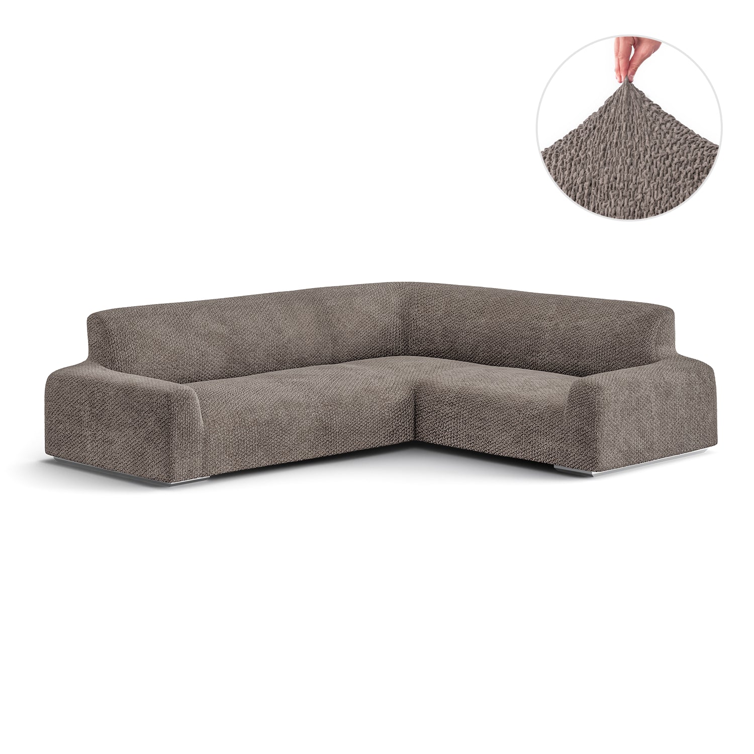 Brown Corner Sofa Slipcover, Velvet Collection