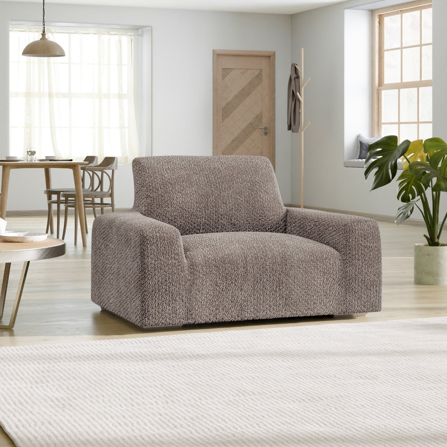 Brown Armchair Slipcover, Velvet Collection