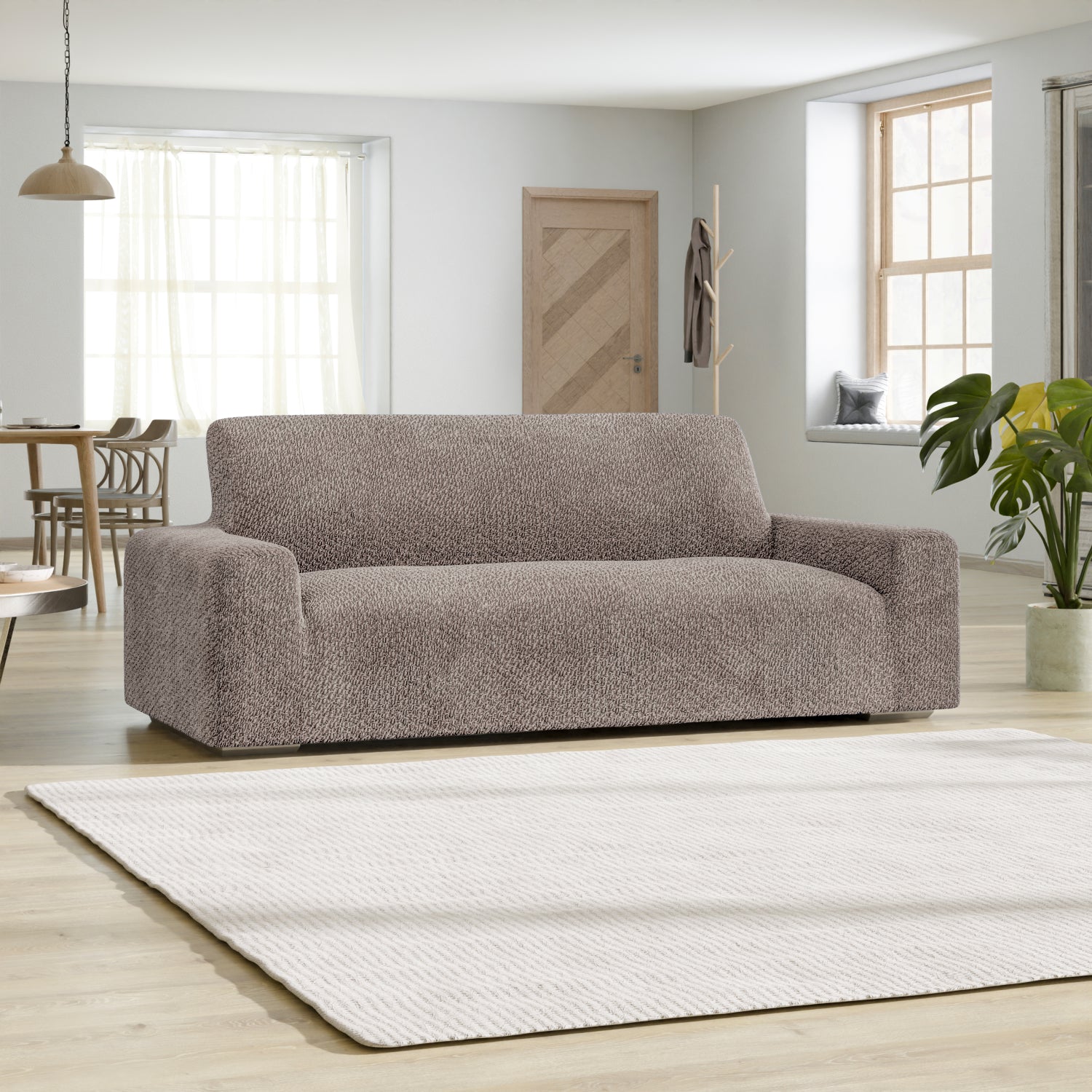 Brown Sofa 3 Seater Slipcover, Velvet Collection