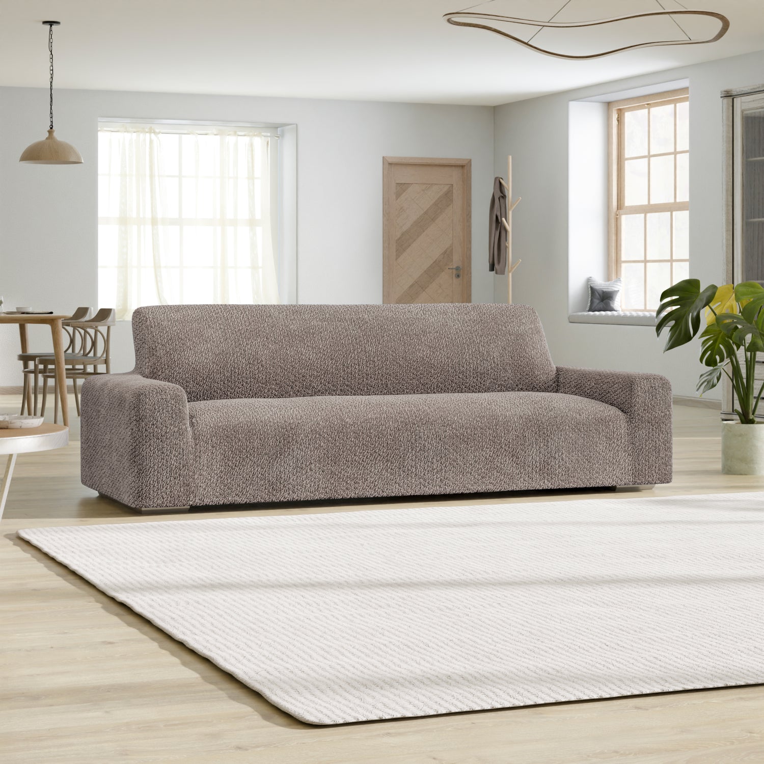 Brown Sofa 4 Seater Slipcover, Velvet Collection