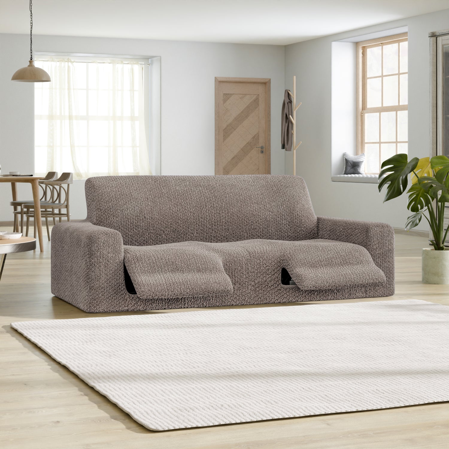 Brown 3 Seater Recliner Slipcover, Velvet Collection