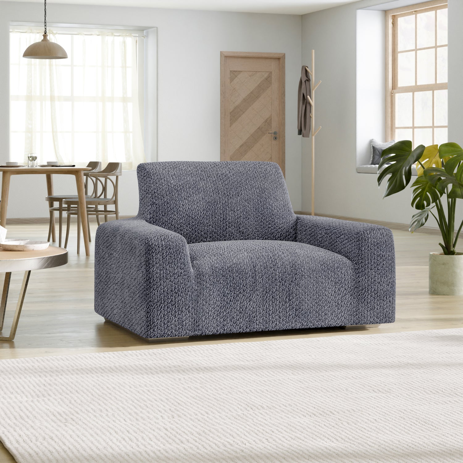 Grey Armchair Slipcover, Velvet Collection