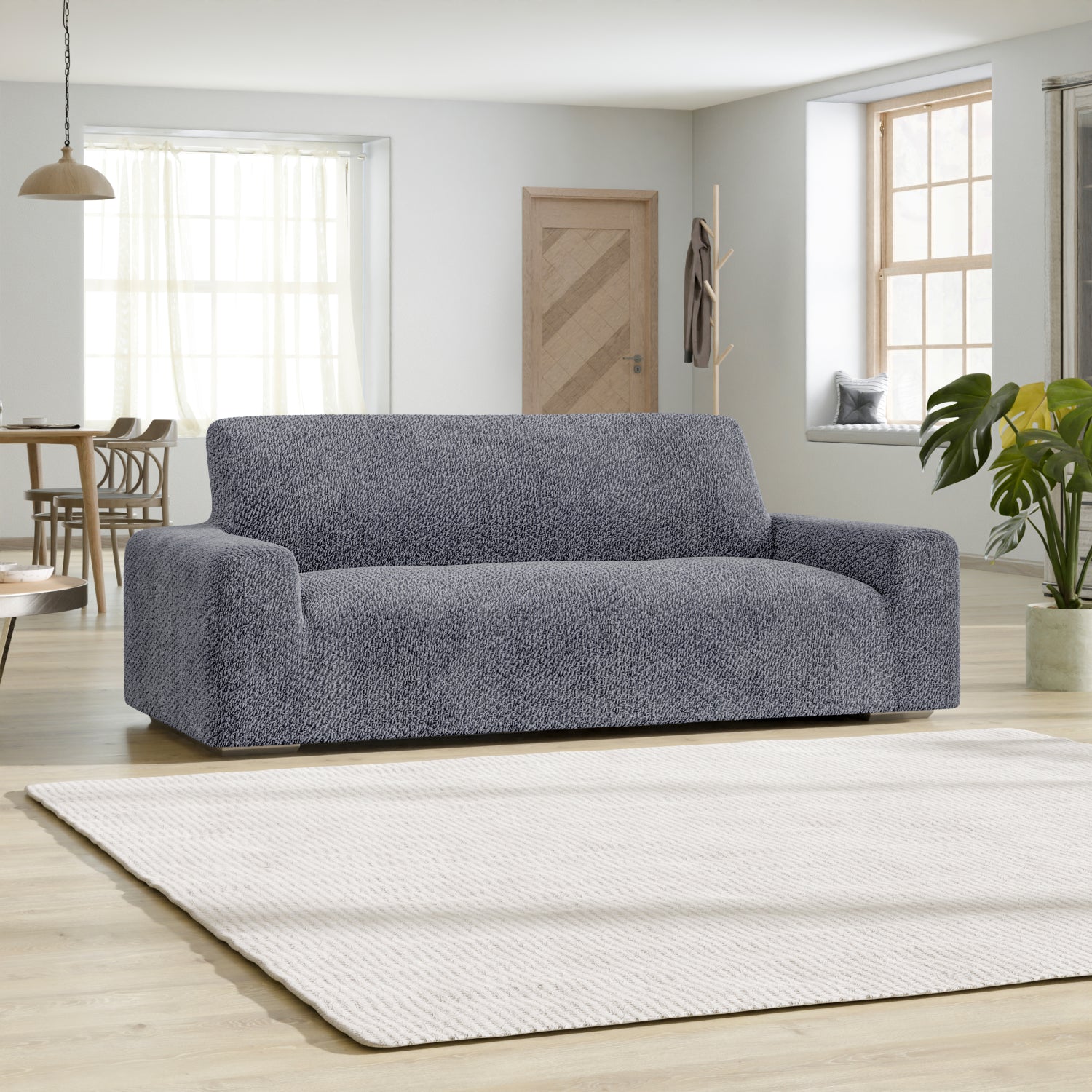 Grey Sofa 3 Seater Slipcover, Velvet Collection