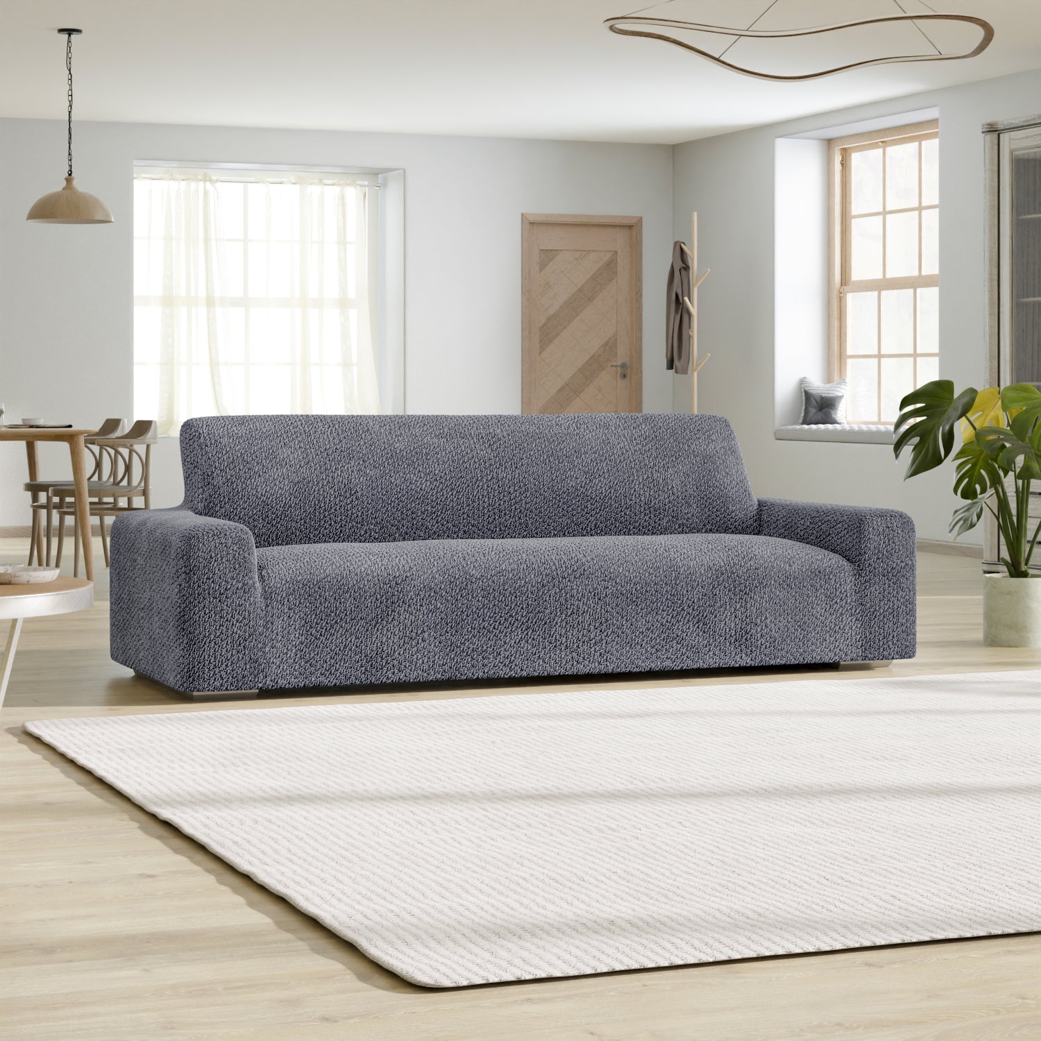 Grey Sofa 4 Seater Slipcover, Velvet Collection