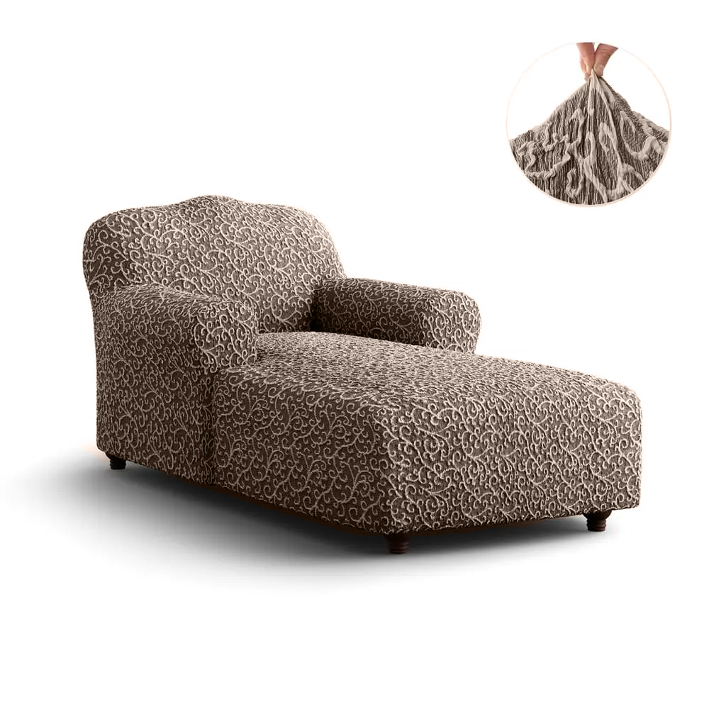 Brown Arabesco Chaise Lounge Slipcover, Jacquard 3D Collection