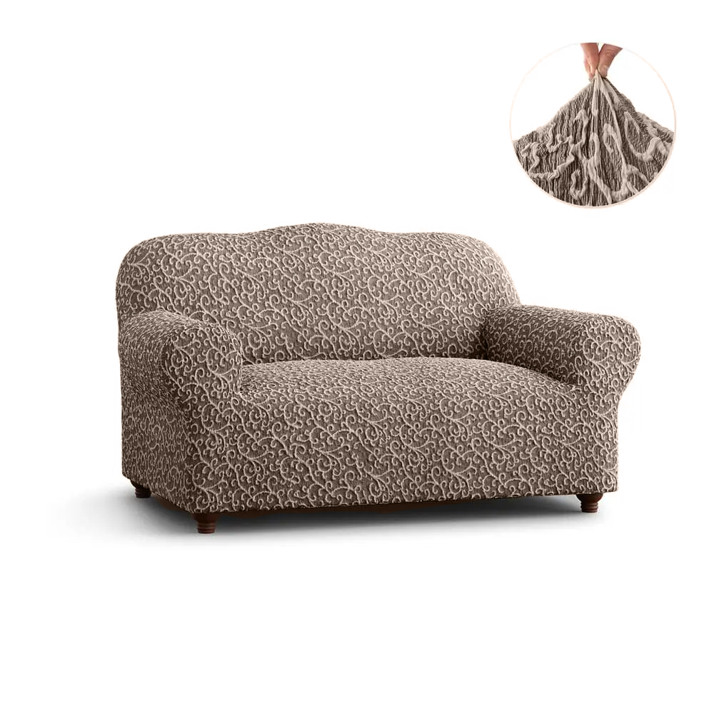 Brown Arabesco Loveseat 2 Seater Slipcover, Jacquard 3D Collection