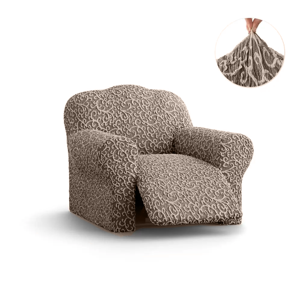 Brown Arabesco Recliner Slipcover, Jacquard 3D Collection