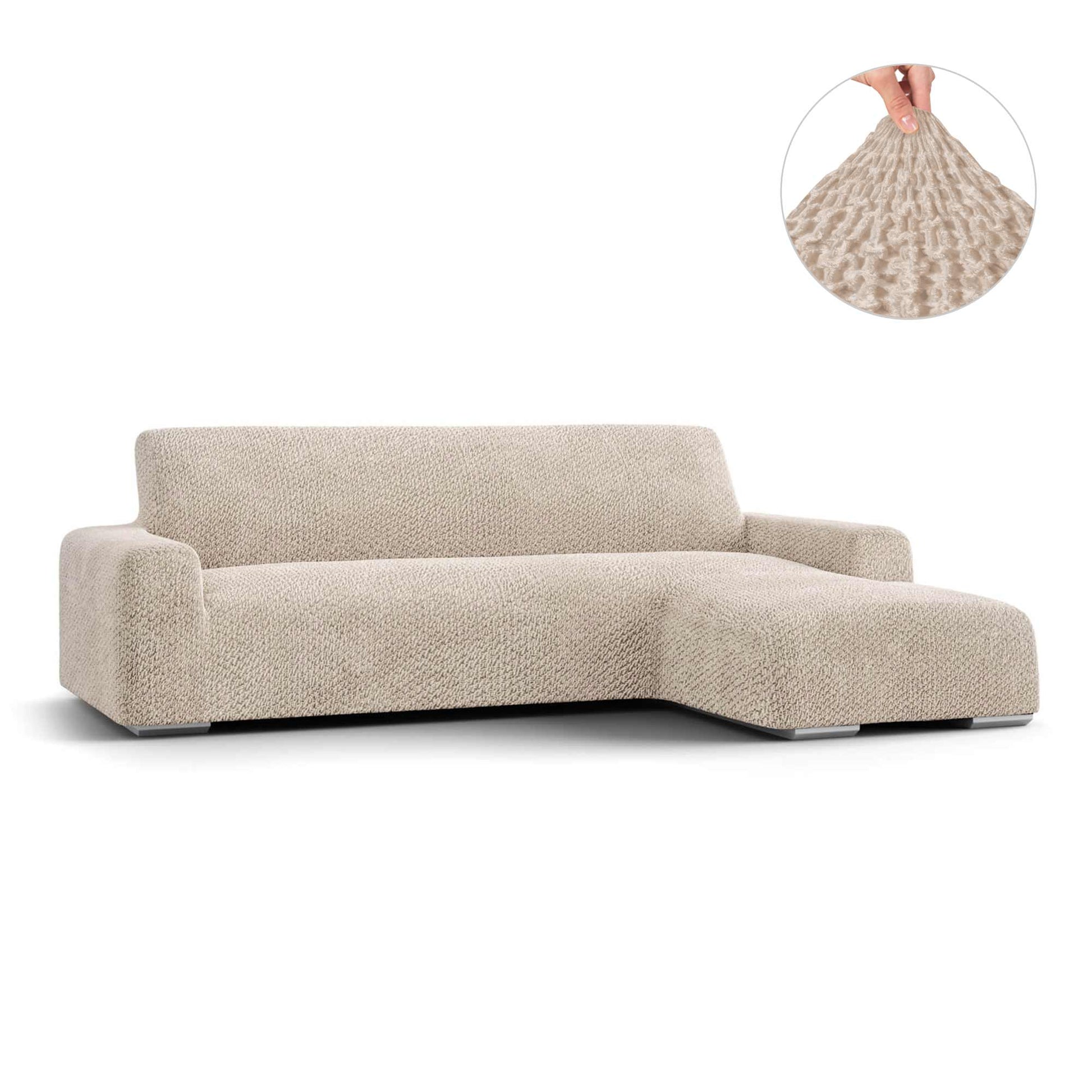 Ivory L-Shaped Sofa Slipcover (Right Chaise), Velvet Collection