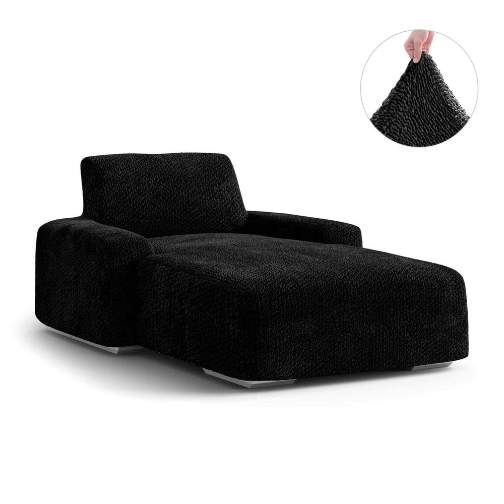 Black Chaise Lounge Slipcover, Velvet Collection