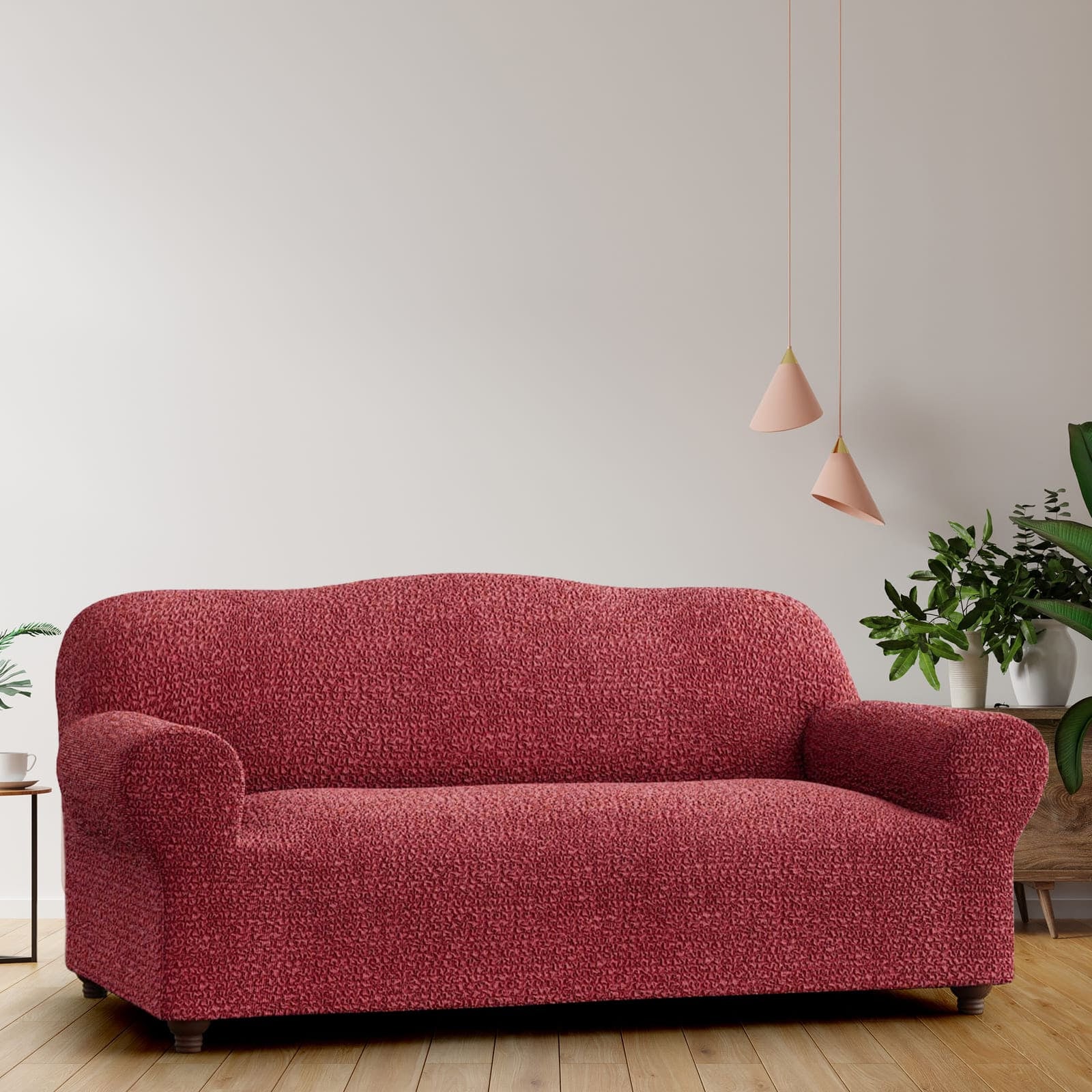 Burgundy Sofa 3 Seater Slipcover, Mille Righe Collection