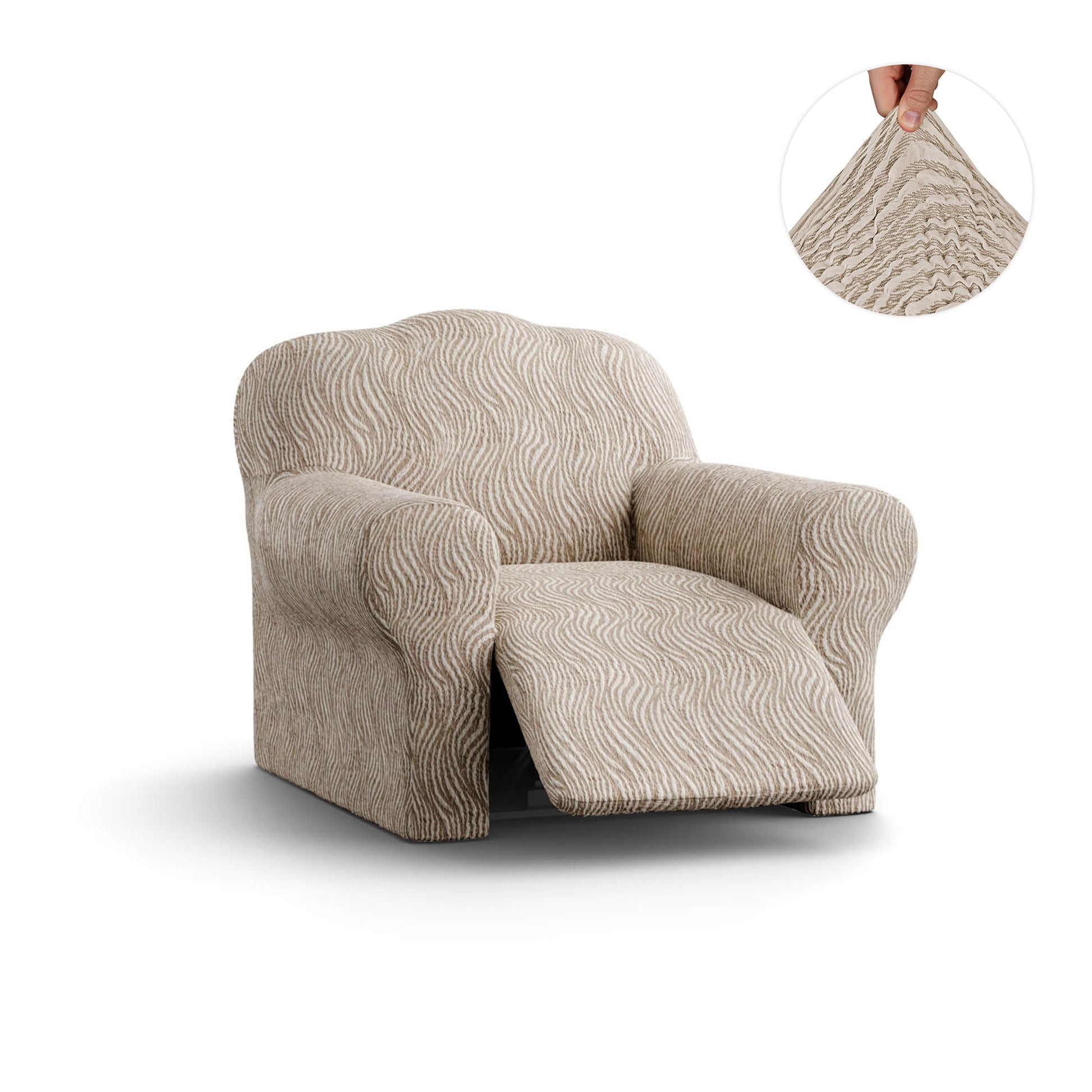 Beige Vento Recliner Slipcover, Jacquard 3D Collection